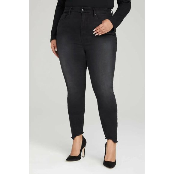Good American Women's Plus Size 20, Black Wash Good Legs Steph Hem, NWT